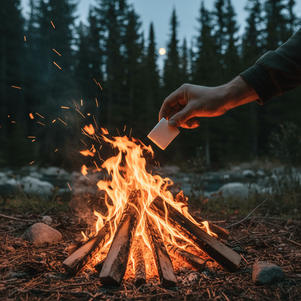 One cube starting a fire